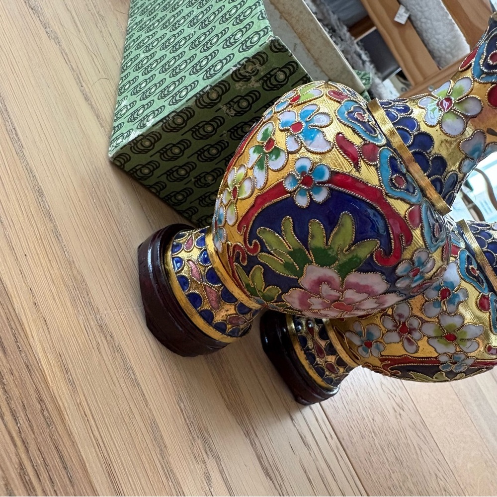 Vintage Authentic Asian Cloisonné Vases Set - Picture 5 of 11